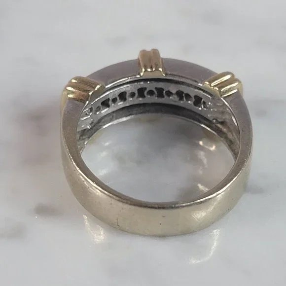Womens Vintage Estate 14K Yellow & White Gold Diamond Ring 7.2g E6544
